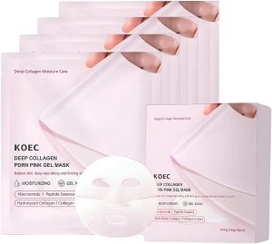 قناع جل زهري بي دي ار ان، قناع مرطب للوجه بالكولاجين العميق من كويك، مع خلاصة النياسيناميد والببتيد، 4 قطع، صندوق واحد