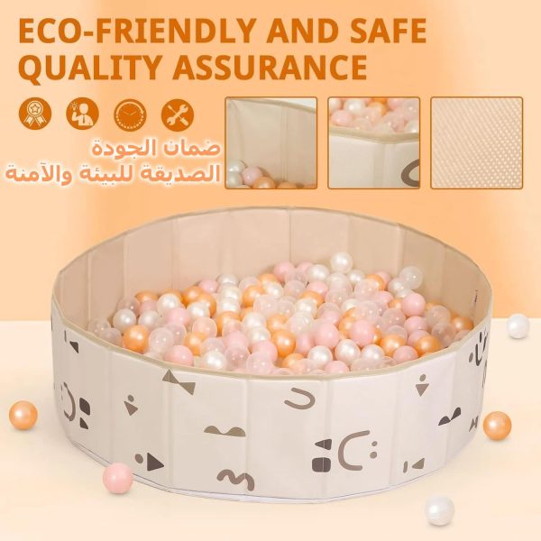 ⁦حوض كرات قابل للطي للأطفال الصغار، قفص لعب للزحف مع حقيبة تخزين من زيسين (الكرات غير متضمنة) (لون بيج)⁩ - الصورة ⁦2⁩