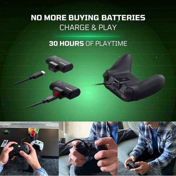 ⁦نيكو مجموعة طاقة لاذرع تحكم Xbox Series X وXbox One & Elite - حزمة بطارية قابلة لاعادة الشحن، 2 غطاء بطارية، كيبل USB-C بطول 10 قدم⁩ - الصورة ⁦4⁩