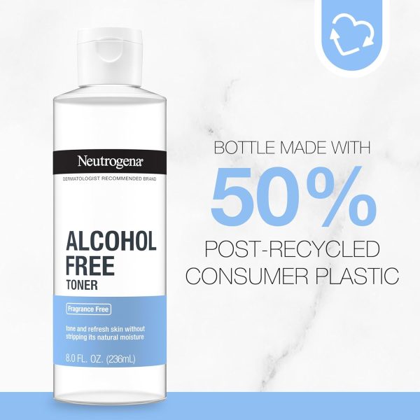 ⁦Neutrogena Alcohol-Free Gentle Daily Fragrance-Free Face Toner to Tone & Refresh Skin, Toner Gently Removes Impurities & Reconditions Skin, Hypoallergenic, 8 fl. oz⁩ - الصورة ⁦8⁩