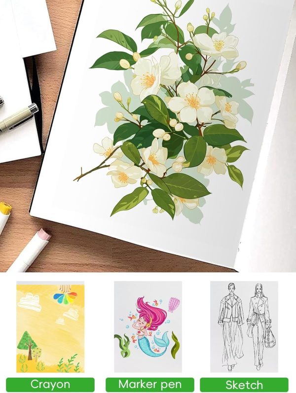 ⁦دفتر رسم محمول مقاس A4 من اوربازار، دفتر رسم محمول 120 باوند/200 غرام لكل متر مربع، ورق رسم بغلاف كرتوني مقوى للاطفال والكبار والمبتدئين والفنانين (8.3 × 11.7 انش)⁩ - الصورة ⁦5⁩