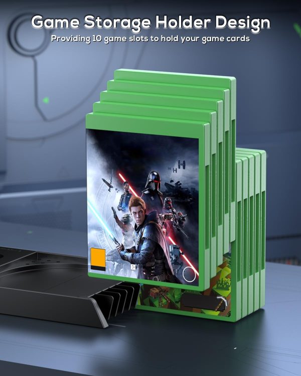 ⁦مينيا مروحة تبريد وحامل شحن لوحدة تحكم Xbox Series X ووحدة التحكم، مجموعة ملحقات قاعدة شحن مزدوجة بنظام تبريد عمودي مع 2 × بطارية قابلة لاعادة الشحن 1400mAh وغطاء تخزين، أكريلونيتريل بوتادين ستايرين⁩ - الصورة ⁦7⁩
