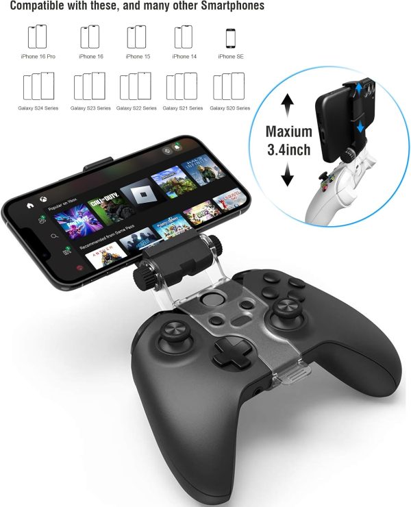 ⁦حامل جوال من سلسلة Xbox مع مشبك تثبيت لاجهزة Series X S XS XSS One يدعم Android ايفون تطبيق وان كاست غطاءين لمقبض الابهام⁩ - الصورة ⁦3⁩