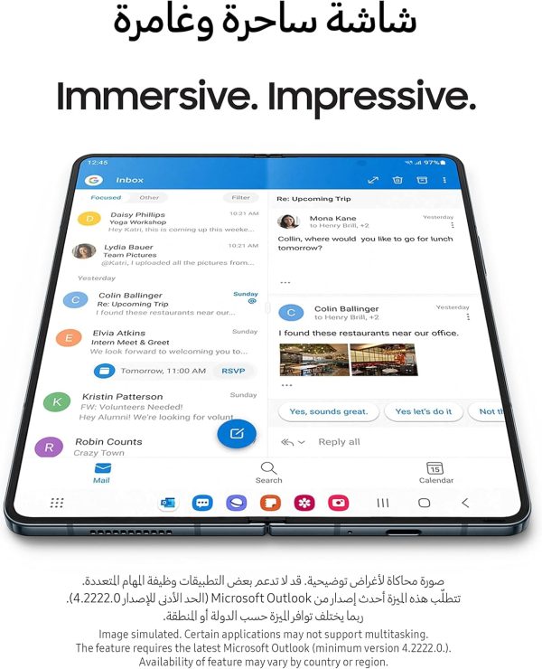 ⁦جوال جالكسي زد فولد4 يدعم شبكة الجيل الخامس هاتف ذكي قابل للطي بنظام اندرويد من سامسونج 256 جيجابايت اخضر رمادي بشريحتين⁩ - الصورة ⁦6⁩