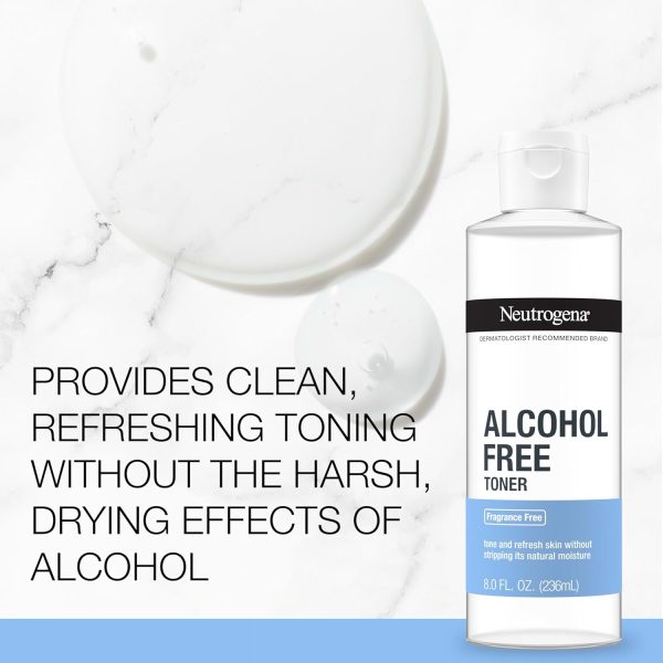 ⁦Neutrogena Alcohol-Free Gentle Daily Fragrance-Free Face Toner to Tone & Refresh Skin, Toner Gently Removes Impurities & Reconditions Skin, Hypoallergenic, 8 fl. oz⁩ - الصورة ⁦4⁩
