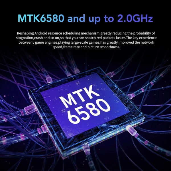 ⁦هاتف خلوي غير مقفل لنظام اندرويد 10، شاشة كبيرة 6.55 انش HD، ذاكرة RAM 4GB وروم 64GB، كاميرا 8MP 16MP، بطارية 3500mAh، التعرف على الوجه، بطاقة مزدوجة 3G الذكي، بشريحتين، أزرق⁩ - الصورة ⁦5⁩