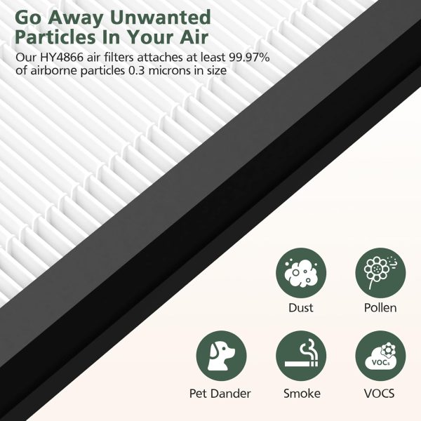 ⁦isinlive HY4866 True HEPA Replacement Filters Compatible with MORENTO HY4866 Air Purifiers, 3-in-1 H13 Ture HEPA Air Filter, Enhanced Version,4-Pack⁩ - الصورة ⁦4⁩
