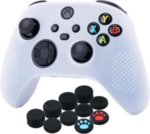 يورا جراب من السيليكون لذراع تحكم Xbox Series X/S × 1 (ابيض) مع مقابض ابهام × 10