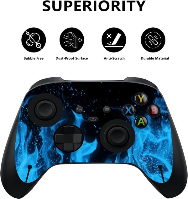 ⁦بلاي فيتال ملصقات لاصقة من الفينيل بتصميم لهب ازرق مخصص لجهاز Xbox Series X لوحدة تحكم Xbox Series X⁩ - الصورة ⁦2⁩