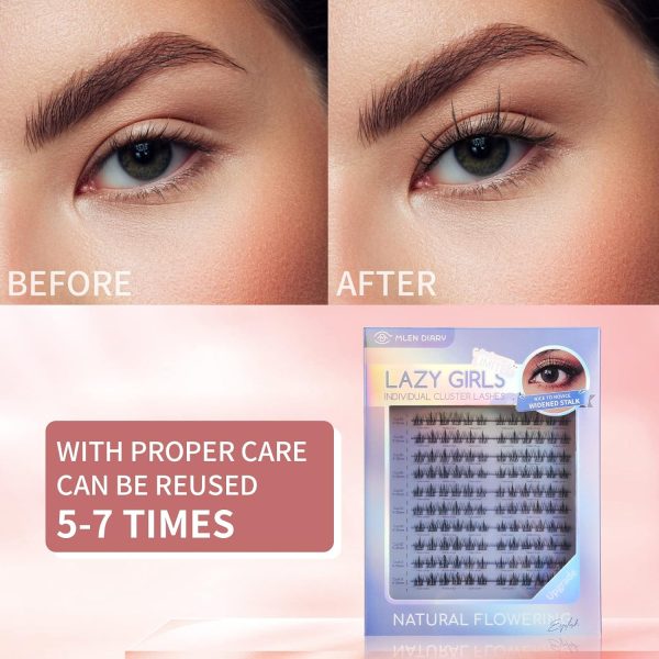⁦مجموعة رموش صناعية طبيعية 120 × 10-16 ملم بتجعيدات D من ملين، باقة رموش روسية كثيفة يمكنك تركيبها بنفسك في المنزل، وصلات رموش ضبابية ومنفوشة قابلة لاعادة الاستخدام⁩ - الصورة ⁦2⁩
