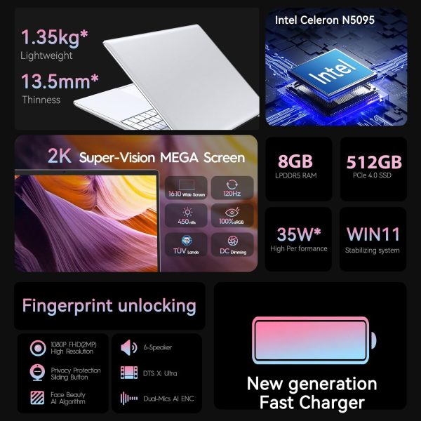 ⁦لابتوب اس في مان ويندوز 11 ورام 8 - 16جيجابايت وSSD 128 256 512جيجابايت وانتل n5095 رباعي النواة IPS 15.6 انش 1080p وHDMI صغير وواي فاي وبلوتوث 4.0 ويو بي 3.0 نوع سي8جيجابايت رام sdd ايه 156⁩ - الصورة ⁦4⁩