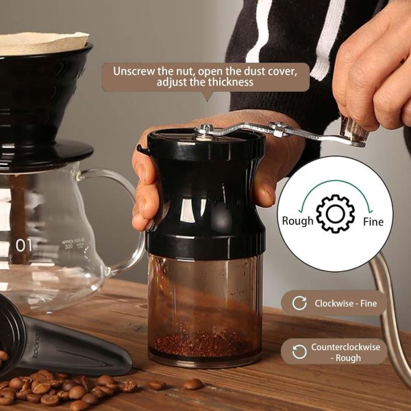 ⁦مجموعة ماكينة تحضير القهوة بالتنقيط V60 من ايكيتش مكونة 10 قطع غلاية قهوة بمقياس وكوب تقطير ومطحنة حبوب ورقية مع حقيبة سفر محمولة هدية ممتازة زجاج متعدد الالوان⁩ - الصورة ⁦5⁩