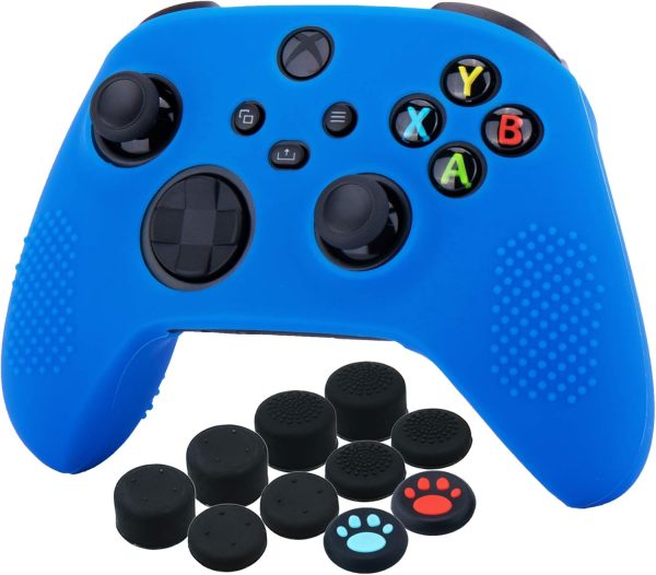 يورا جراب من السيليكون لذراع تحكم Xbox Series X/S × 1 (ازرق) مع مقابض ابهام × 10
