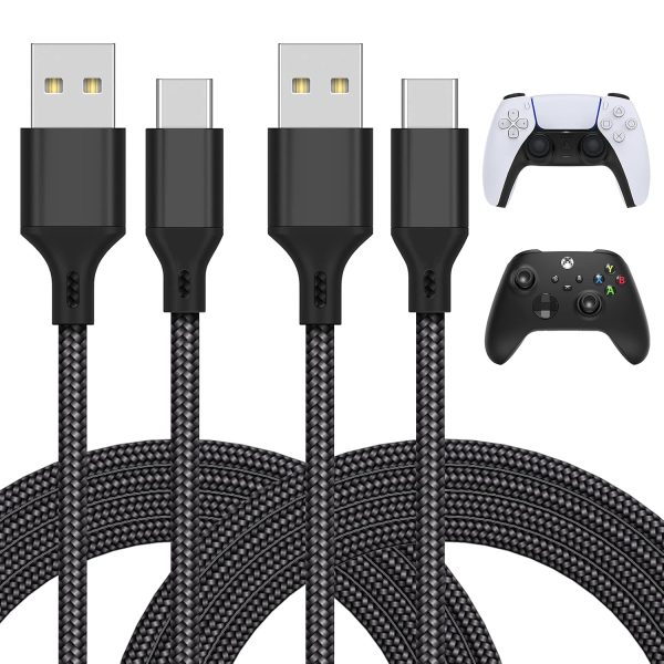 فيونغ كيبل شحن لجهاز بلاي ستيشن 5/اكس بوكس سلسلة اكس/اس/سويتش OLED/سويتش لايت/سويتش، سلك شحن سريع USB نوع C قابل للحمل مع وحدات تحكم سوني بلاي ستيشن 5 دوال سينس - 9.8 قدم، عبوتان