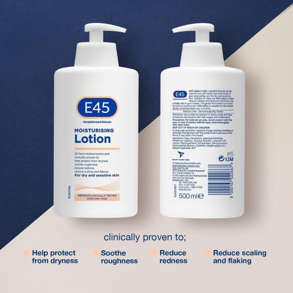 ⁦لوشن ترطيب الجلد E45 500 مل - عبوة من قطعتين اي 45 2⁩ - الصورة ⁦3⁩