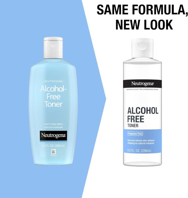 ⁦Neutrogena Alcohol-Free Gentle Daily Fragrance-Free Face Toner to Tone & Refresh Skin, Toner Gently Removes Impurities & Reconditions Skin, Hypoallergenic, 8 fl. oz⁩ - الصورة ⁦2⁩