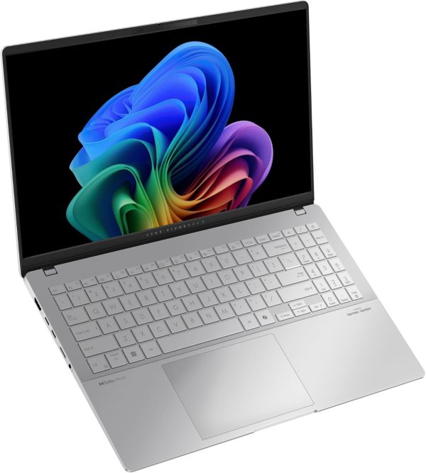 ⁦لابتوب فيفوبوك S 15 شاشة 15.6 بوصة OLED+ 3K و120 هرتز بذكاء اصطناعي|S5507QA-MA007W|كوالكوم سناب دراجون X بلس NPU وRAM 16GB وSSD 1TB|فضي|لوحة مفاتيح عربي-إنجليزي إضاءة خلفية RGB منطقة واحدة|ويندوز 11⁩ - الصورة ⁦2⁩