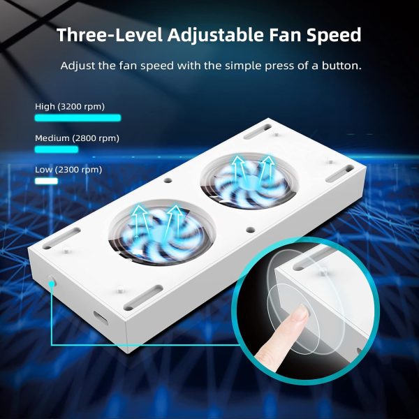 ⁦نيكسي جو حامل عمودي مع مراوح تبريد لوحدة تحكم Xbox Series S، مراوح قابلة للتعديل 3 مستويات سرعة دوران مع مدخل طاقة من النوع سي، منافذ شحن USB ونقل البيانات، ابيض، أكريليك⁩ - الصورة ⁦4⁩