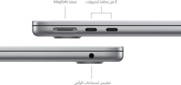⁦MacBook Air موديل 2024 من Apple (مقاس 13 إنش، شريحة Apple M3 بوحدة معالجة مركزية ثمانية النوى ووحدة معالجة رسومات غرافيك مع 10 نوى، ذاكرة موحدة 24GB‏، 512GB) - رمادي فلكي؛ العربية/الإنجليزية⁩ - الصورة ⁦4⁩