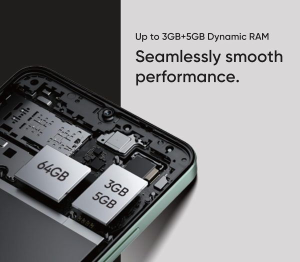 ⁦ريلمي نوت 60X (3GB RAM، تخزين 64GB) - شاشة 6.75 انش 90Hz، بطارية 5000mAh، يونيسوك T612، كاميرا 8MP، اندرويد 14 | ثنائي شرائح الاتصال | زجاج مقوى | نوع C اصدار الشرق الاوسط (اسود رخامي)⁩ - الصورة ⁦9⁩