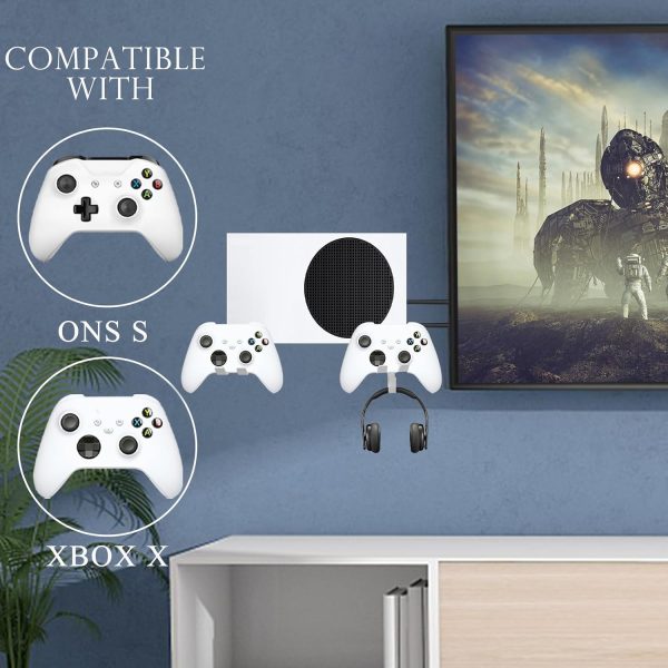 ⁦مجموعة حامل مثبت على الحائط لـ XBOX Series S ، قوس تحكم مزدوج مع فتحة شحن وسماعة أذن مثبتة على الحائط ، تصميم تبديد الحرارة بمستوى روح وحصيرة مضادة للانزلاق ، ليس لـ Xbox ONE S⁩ - الصورة ⁦2⁩