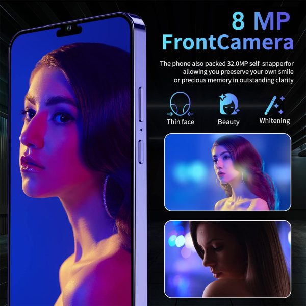 ⁦هاتف خلوي غير مقفل لنظام اندرويد 10، شاشة كبيرة 6.55 انش HD، ذاكرة RAM 4GB وروم 64GB، كاميرا 8MP 16MP، بطارية 3500mAh، التعرف على الوجه، بطاقة مزدوجة 3G الذكي، بشريحتين، أزرق⁩ - الصورة ⁦2⁩