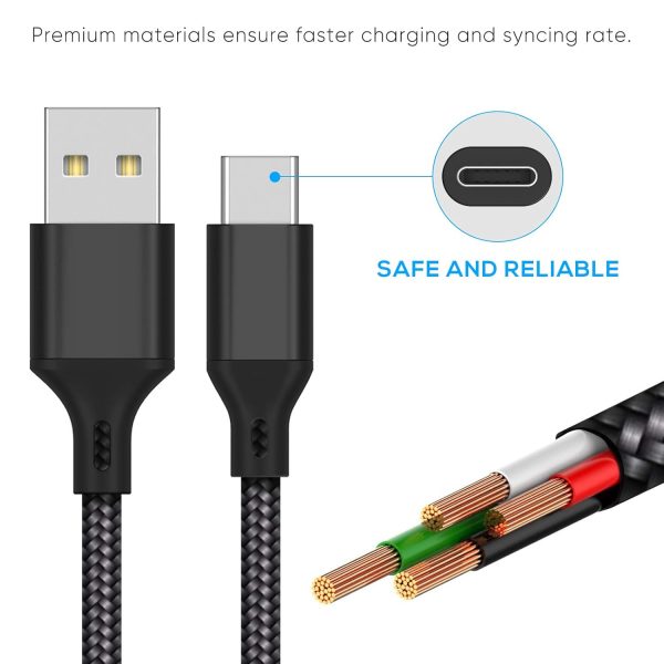 ⁦فيونغ كيبل شحن لجهاز بلاي ستيشن 5/اكس بوكس سلسلة اكس/اس/سويتش OLED/سويتش لايت/سويتش، سلك شحن سريع USB نوع C قابل للحمل مع وحدات تحكم سوني بلاي ستيشن 5 دوال سينس - 9.8 قدم، عبوتان⁩ - الصورة ⁦3⁩