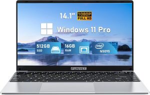 لابتوب العاب 14 انش من فونيت، لابتوب 2025 ويندوز 11 برو، 16GB RAM 512GB SSD، معالج انتل الجيل 11 N5095 (حتى 2.9GHz)، FHD 1920×1080