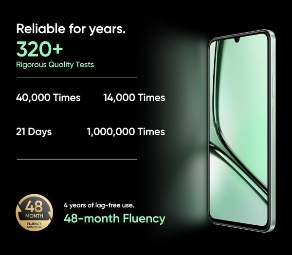 ⁦ريلمي نوت 60X (3GB RAM، تخزين 64GB) - شاشة 6.75 انش 90Hz، بطارية 5000mAh، يونيسوك T612، كاميرا 8MP، اندرويد 14 | ثنائي شرائح الاتصال | زجاج مقوى | نوع C اصدار الشرق الاوسط (اسود رخامي)⁩ - الصورة ⁦8⁩