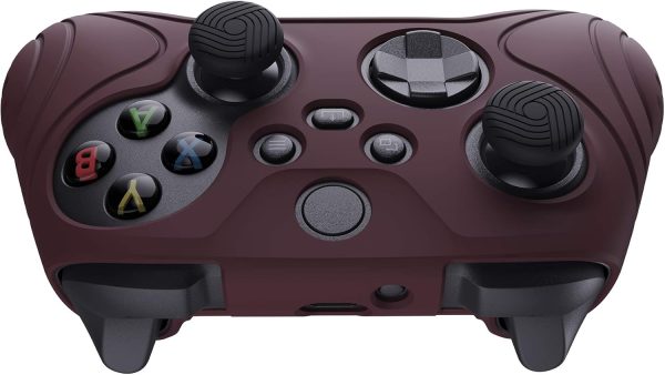 ⁦اكستريم رايت غطاء حماية من السيليكون لذراع التحكم اللاسلكي لجهاز Xbox Core اصدار الساموراي من بلاي فيتال بلون احمر نبيذي مع مقابض ابهام⁩ - الصورة ⁦7⁩