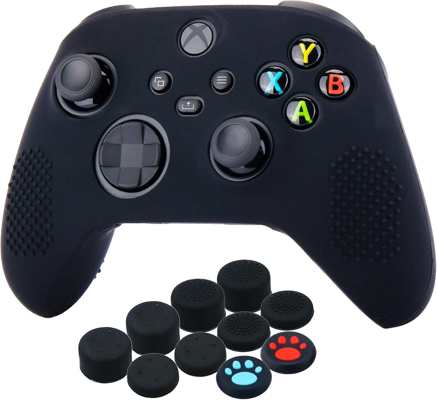 يورا جراب من السيليكون لذراع تحكم Xbox Series X/S × 1 (اسود) مع مقابض ابهام × 10