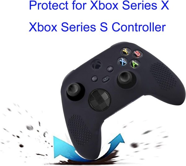 ⁦هيكفلاي جراب لذراع تحكم Xbox Series X، غطاء ذراع تحكم متوافق مع Xbox Series X/S، غطاء ذراع تحكم من السيليكون غير قابل للانزلاق مع 4 قطع من اغطية مقابض الابهام (اسود)⁩ - الصورة ⁦4⁩