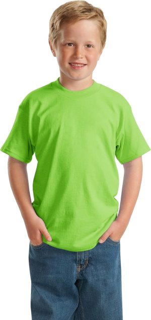 Hanes Boys ComfortBlend EcoSmart 50/50 قطن/بولي تي شيرت, لايم, M