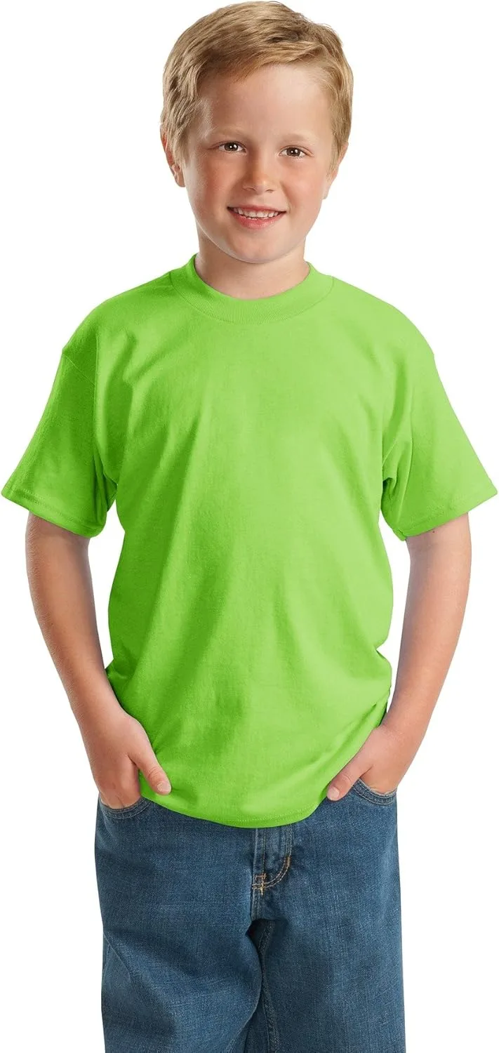 Hanes Boys ComfortBlend EcoSmart 50/50 قطن/بولي تي شيرت, لايم, M