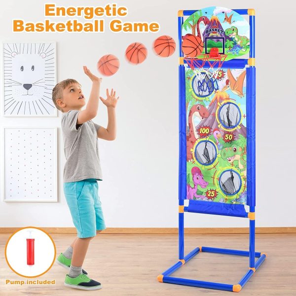 ⁦Beauenty Dinosaur Theme Shooting Game Toy for 5-10 Year Old Boys and Girls，2 Toy Foam Blasters & Guns with Shooting Target and Foam Balls, Basketball Hoop, Indoor and Outdoor Interactive Toys⁩ - الصورة ⁦6⁩