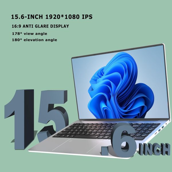 ⁦لابتوب دوكي 15.6 بوصة FHD IPS وهيكل معدن خفيف الوزن يدعم اللغة الإنجليزية/العربية مع ويندوز 11 برو والتعرف على الوجه وانتل N5095 وRAM 8GB و256GB NVMe SSD وبلوتوث 5.1 وواي فاي وHDMI وType-C، فضي⁩ - الصورة ⁦3⁩
