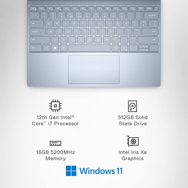 ⁦Dell XPS 13 9315 Laptop, 12th Gen Intel Evo Core i7-1250U, Intel Iris Xe Graphics, 13.4 Inch UHD+Touchscreen, Intel Iris Xe Graphics, 16GB RAM, 512GB SSD, Backlit Keyboard, Windows 11 Home, Sky⁩ - الصورة ⁦6⁩