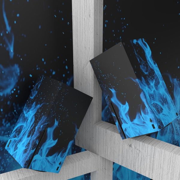 ⁦بلاي فيتال ملصقات لاصقة من الفينيل بتصميم لهب ازرق مخصص لجهاز Xbox Series X لوحدة تحكم Xbox Series X⁩ - الصورة ⁦5⁩