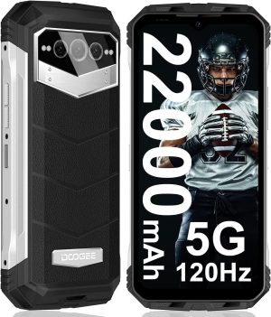 دوجي جوال في ماكس 2023 5G متين 22000mAh 20GB+256GB اندرويد 12 120Hz 6.55 انش مكبرات صوت مزدوجة عالية الدقة كاميرا رئيسية 108MP رؤية ليلية ان اف سي او تي جي فضي أحادية الشريحة