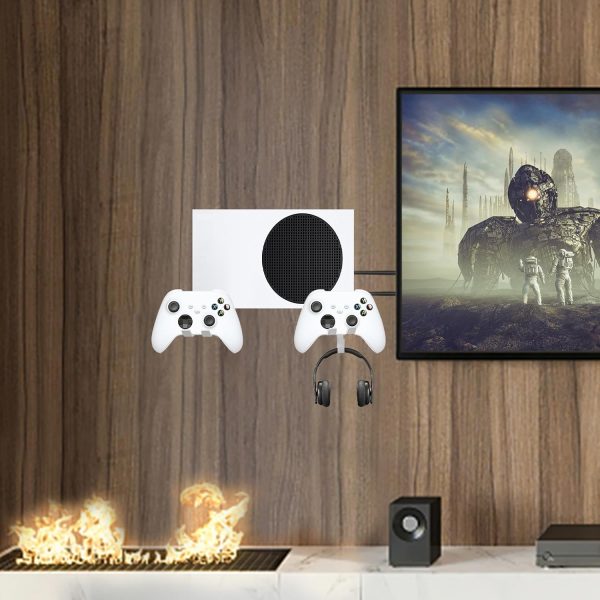 ⁦مجموعة حامل مثبت على الحائط لـ XBOX Series S ، قوس تحكم مزدوج مع فتحة شحن وسماعة أذن مثبتة على الحائط ، تصميم تبديد الحرارة بمستوى روح وحصيرة مضادة للانزلاق ، ليس لـ Xbox ONE S⁩ - الصورة ⁦5⁩