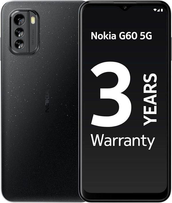 ⁦هاتف نوكيا G60 شاشة 658 انش HD 120Hz 4GB RAM تخزين 64GB ترقية نظام اندرويد 12 و3 كاميرا خلفية 50MP بتقنية AI ضمان 3 سنوات مصنع 60% من البلاستيك المعاد بطارية تدوم ليومين، اسود شريحة مزدوجة⁩ - الصورة ⁦3⁩