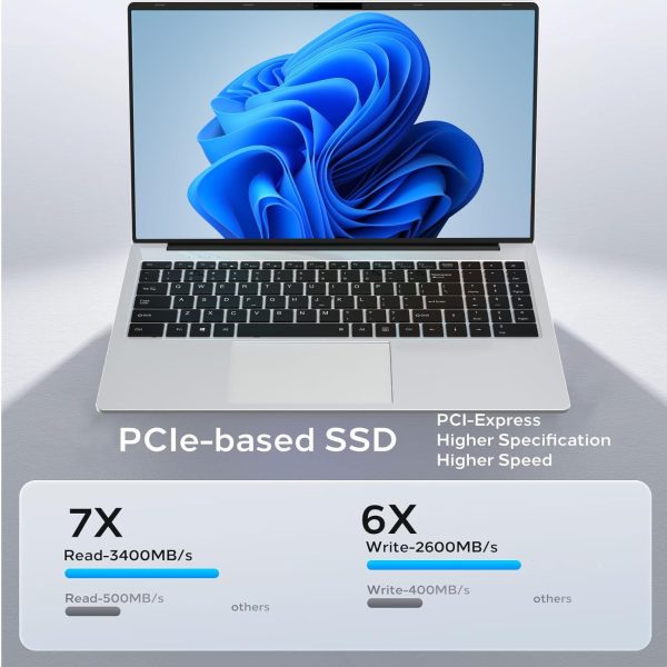 ⁦لابتوب دوكي 15.6 بوصة FHD IPS وهيكل معدن خفيف الوزن يدعم اللغة الإنجليزية/العربية مع ويندوز 11 برو والتعرف على الوجه وانتل N5095 وRAM 8GB و256GB NVMe SSD وبلوتوث 5.1 وواي فاي وHDMI وType-C، فضي⁩ - الصورة ⁦4⁩