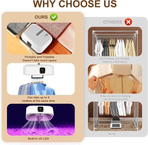 مجفف ملابس كهربائي محمول 600 واط من دينكس، قابل للتمدد وقابل للطي بسعة كبيرة مع حقيبة تجفيف واعداد الوقت، DX2571