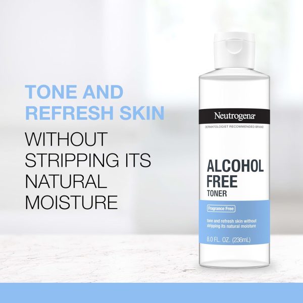 ⁦Neutrogena Alcohol-Free Gentle Daily Fragrance-Free Face Toner to Tone & Refresh Skin, Toner Gently Removes Impurities & Reconditions Skin, Hypoallergenic, 8 fl. oz⁩ - الصورة ⁦3⁩
