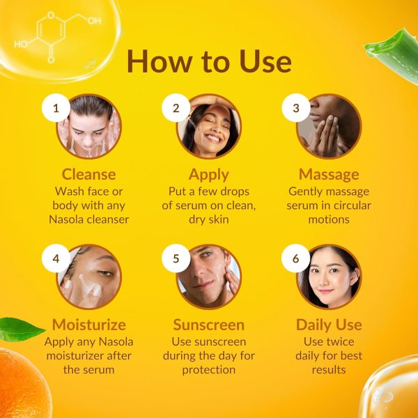 ⁦Nasola Kojic Acid Serum for Skin Clarifying, Complexion Revitalization Fade Cream with Alpha Arbutin, Vitamin C & E, & Niacinamide⁩ - الصورة ⁦5⁩