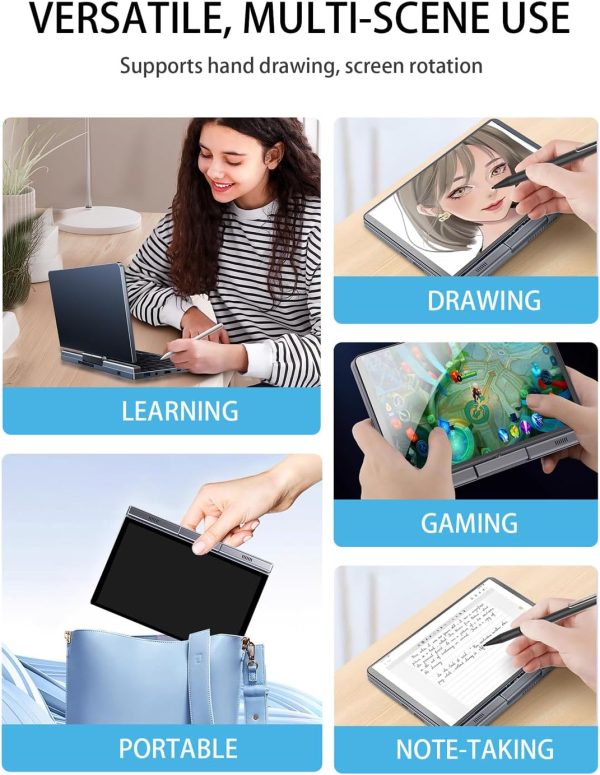 ⁦لابتوب صغير 8 انش 2 في 1، شاشة لمس HD قابلة للدوران تدعم الكتابة اليدوية ويندوز 11 برو، لابتوب صغير انتل N100، ذاكرة RAM 12GB، SSD 512GB، واي فاي 6، بلوتوث 5.2، كاميرا 2MP، مستشعر تسارع، HDMI، كمبيوتر⁩ - الصورة ⁦4⁩
