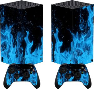 بلاي فيتال ملصقات لاصقة من الفينيل بتصميم لهب ازرق مخصص لجهاز Xbox Series X لوحدة تحكم Xbox Series X