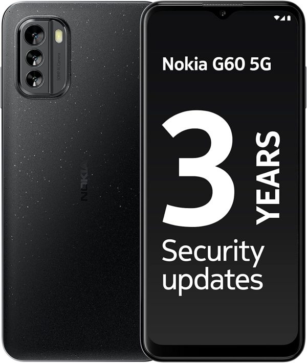 ⁦هاتف نوكيا G60 شاشة 658 انش HD 120Hz 4GB RAM تخزين 64GB ترقية نظام اندرويد 12 و3 كاميرا خلفية 50MP بتقنية AI ضمان 3 سنوات مصنع 60% من البلاستيك المعاد بطارية تدوم ليومين، اسود شريحة مزدوجة⁩ - الصورة ⁦2⁩