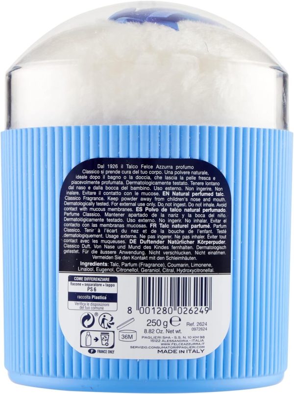⁦فيليس ازورا - بودرة التلك الرقيقة الطبيعية بالكامل، عطر كلاسيكي - برطمان مع لحاف، 250 غرام⁩ - الصورة ⁦2⁩