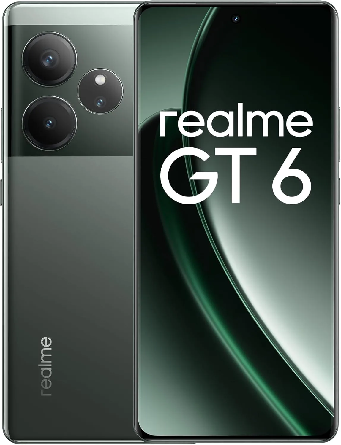 جوال ذكي ريلمي GT 6 ثنائي شريحة الاتصال 5G بذاكرة روم 512 وذاكرة RAM 16GB (يدعم GSM | لايدعم CDMA) غير مقفل من المصنع (لون اخضر رازور)، نسخة عالمية